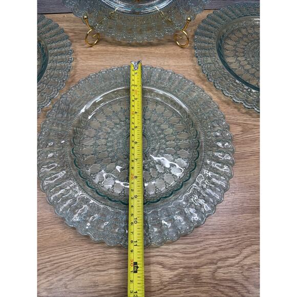 ArdaCam 11.25” Teal Scalloped Pressed Glass Dinner Plates Made in Turkey~4 Pc - Picture 8 of 8